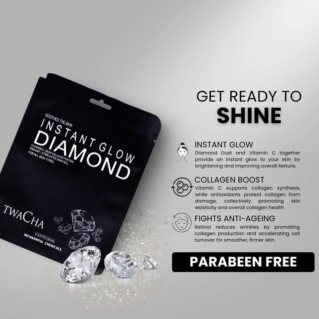 TWACHA Instant  Glow Diamond Facial Kit Pouch (53gm)