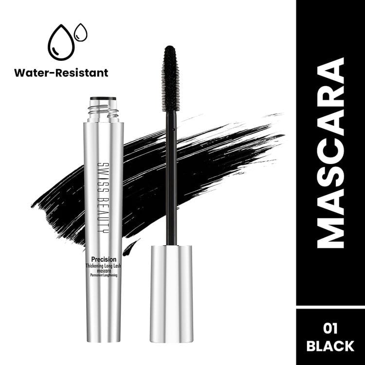Swiss Beauty Precision Thickening Long Lash Mascara ,Waterproof , Smudge-Proof - Black (10ml) SB10