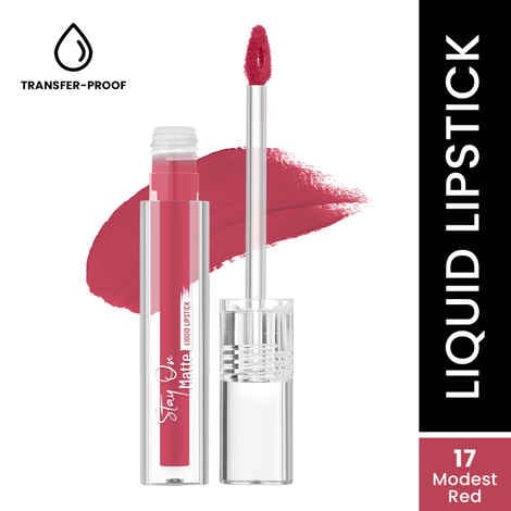 Swiss Beauty Stay On Matte Liquid Lipstick-Modest Red (LP14-17)