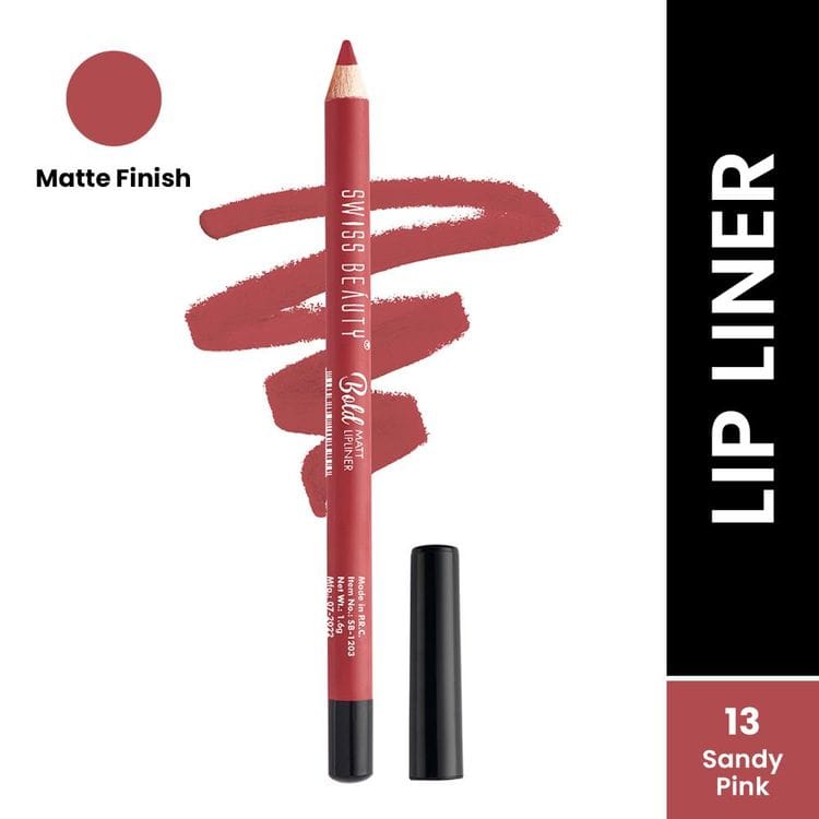 Swiss Beauty Bold Matt Lip Liner Pencil, Long-lasting , Matte Finish , Non-Drying - 13 Sandy Pink (SB-1203)