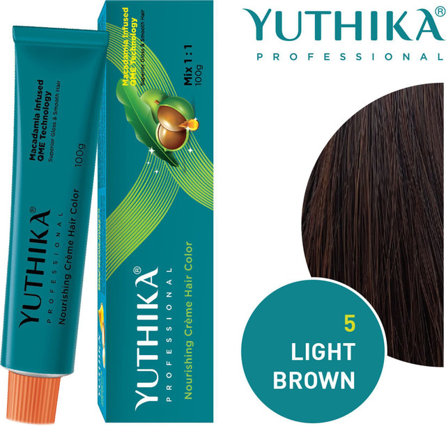 Yuthika Ammonia Free cream Hair Colour Light Brown 5 (100g)