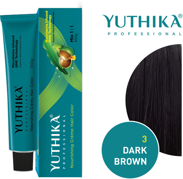 Yuthika Ammonia Free cream Hair Colour Dark Brown 3 (100g)