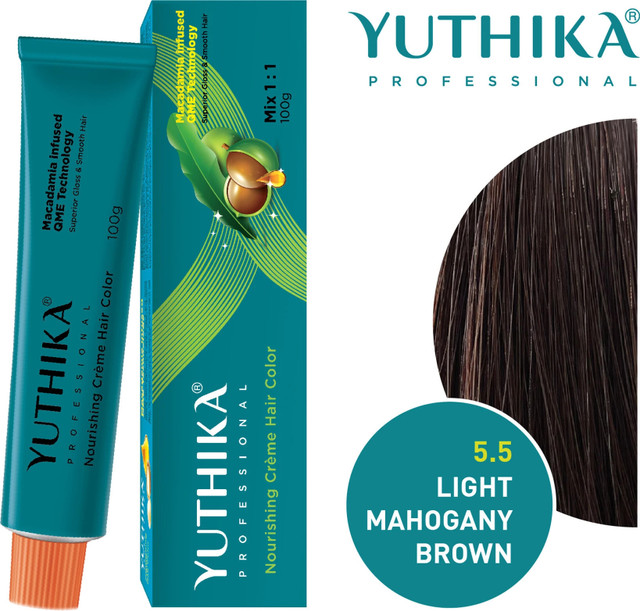 Yuthika Ammonia Free cream Hair Colour Light Mahogany Brown 5.5 (100g)