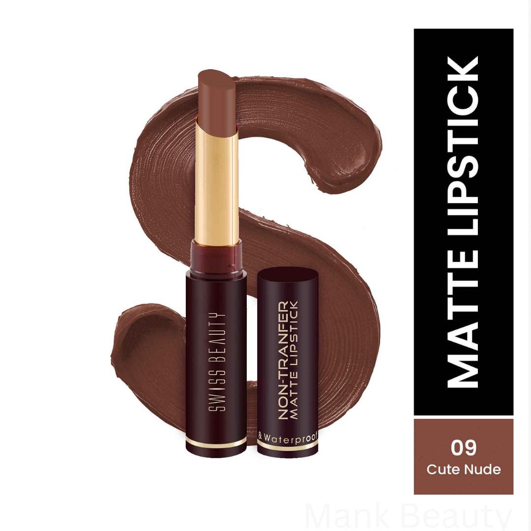 Swiss Beauty Non-Transfer Matte Lipstick- Shade Cute Nude 9 (2g)